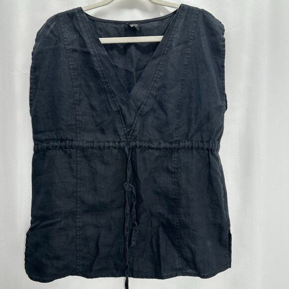 Talbots Tops - Talbots black linen blouse sleeveless 10 casual beach gothic
